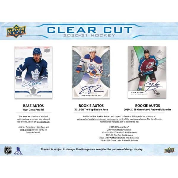 2020-21 Upper Deck Clear Cut Hockey 15-Box Hobby Case Break #2 Hits Random
